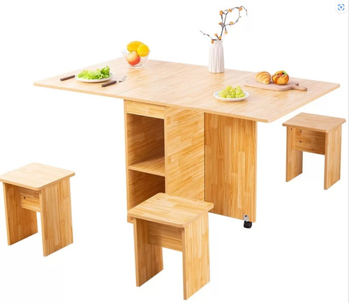 Comedor Plegable Para 4 Personas Incluye 4 Pisos 140x80x76