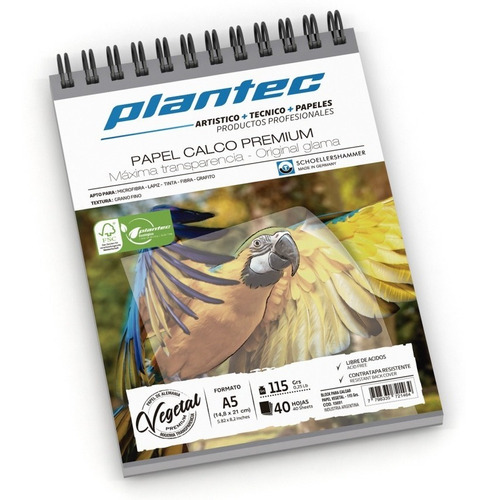 Papel Calco Plantec A5 X 40 Hojas 115 Gr. 15691 Calcar Color Transparente