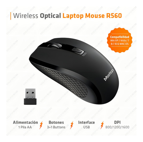 Mouse Inalambrico Wireless 2.4ghz Black Meetion Mt-r560