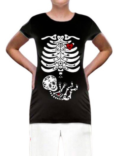 Playera Halloween Esqueleto Mandala Dia De Muertos Embarazo