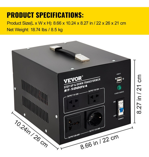 Transformador Conversor Variable 5000w Volt 240 A 110v