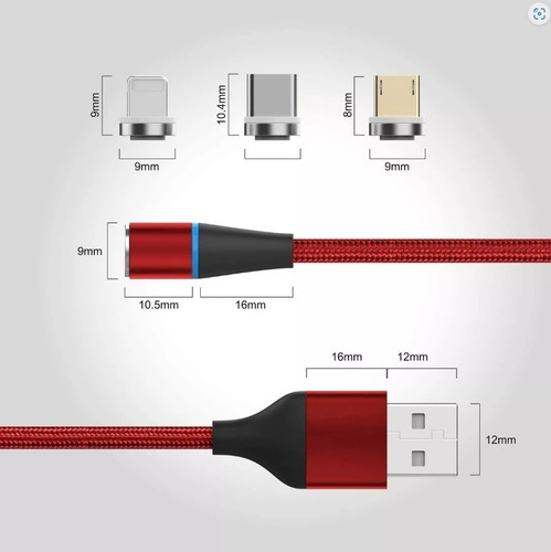 Cable Magnetico De Carga X-cable 3 Puntas Micro Y Usb-c