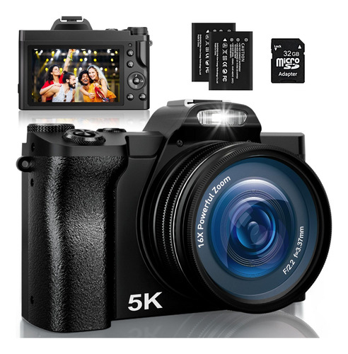 Cámara Digital 5k, Cámara Wifi Para Vlogging Con Tarjeta .