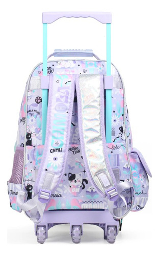 Mochila Lucky Cat - Carro 18 Bt69 Color Lila Diseño De La Tela Liso Lila Lisa