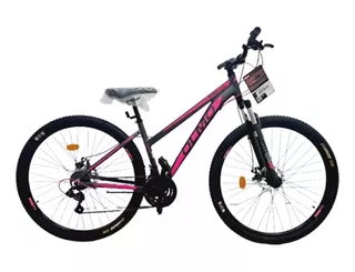 Mountain bike femenina Olmo Wish 295 2023 S-16" 21v frenos de disco mecánico cambio Shimano TZ 31 color negro/fucsia