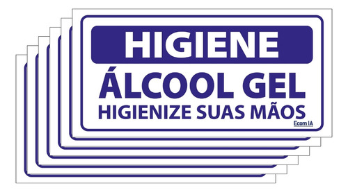 Combo 6 Placas Álcool Gel Higienize Suas Mãos - P-37/1 F9e
