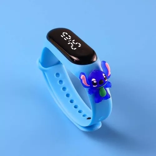 Lilo stitch pequeño termómetro brillante cubo despertador led colorido  color reloj despertador de los niños