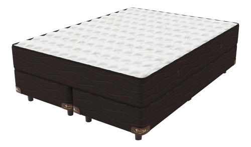 Sommier Suite Lenga Queen de 190cmx160cm  marrón oscuro y crema