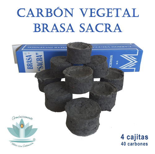 4 Carbón Vegetal Brasa Sacra Para Sahumar Caja Azul Original