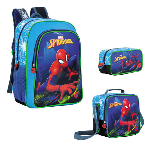 Combo Morral Grande Lonchera Y Cartuchera Spiderman Capi 