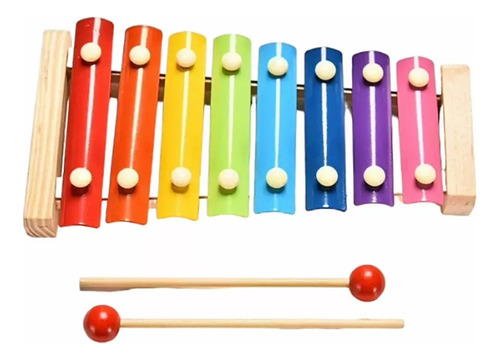 Xilofon Infantil Instrumento Didactico Musical Madera Metal Color Multicolor