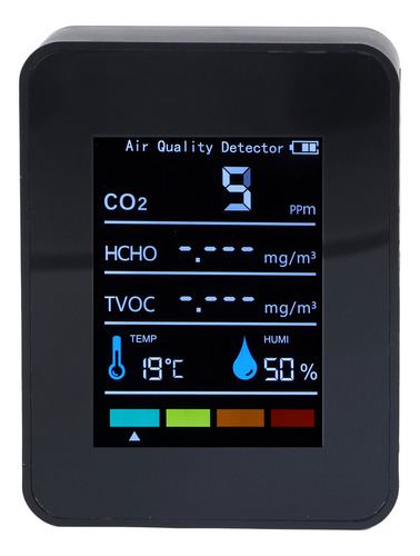 Detector De Dióxido De Carbono De Co2 Preto Lcd Tvoc Hcho Te