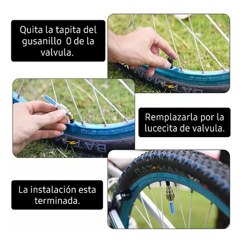 Imagen 7 de 9 de Cuatro Luces De Gusanillo Valvula De Bicicleta Moto O Carro