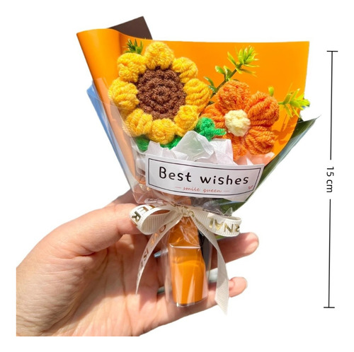 Mini Ramo De Flores Artificiales Tejidas A Mano A Ganchillo