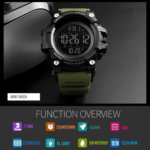 Skmei Reloj Digital Deportivo Militar Led Fecha Contra Agua