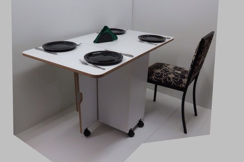 Imagen 3 de 5 de Mesa Plegable Esquinas Redoneadas Con Estante Interior