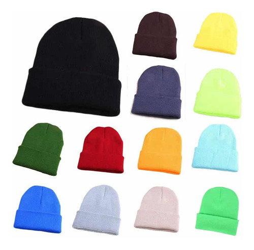 Gorros De Lana De Puntos Unisex Solido Suave Otoño Invierno