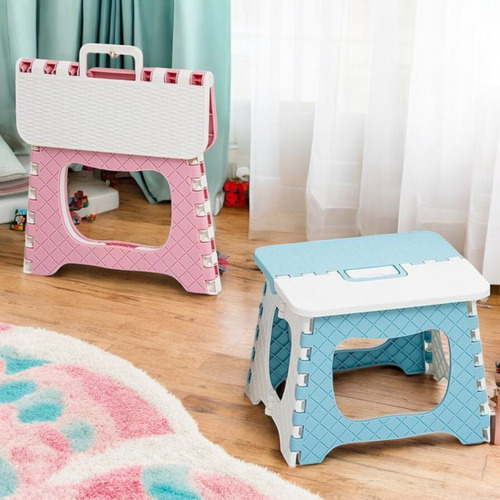 Banqueta Dobrável Infantil Portátil Leve 20cm Cor Sortida