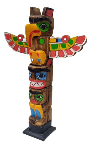 Totem Apache Indio ( Guía Espiritual ) Altura 67 Cm Madera