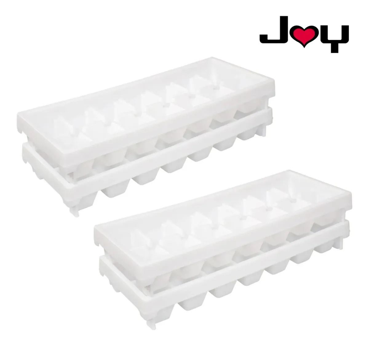 Pack de 4 Moldes Para Hielo Cuadrado Joy de Plástico Blanco, 14 Cubos y 500 mL
