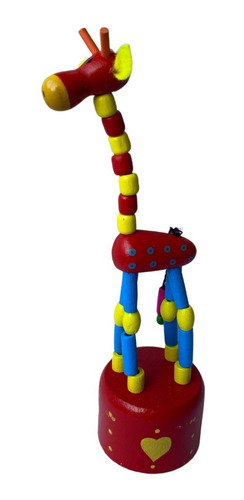 Girafa Maluca Articulada Brinquedo De Madeira 