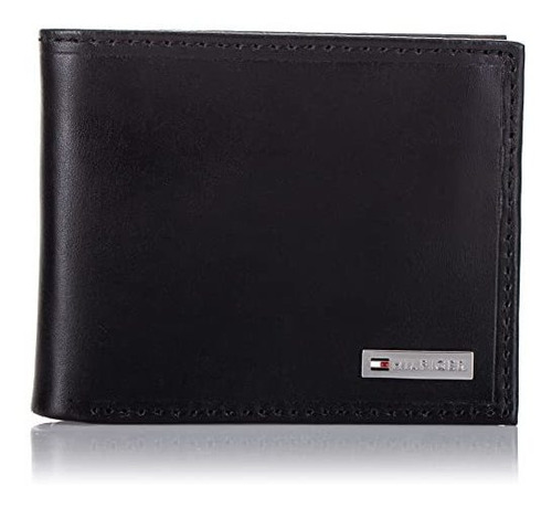 Tommy Hilfiger Funda De Cuero Para Hombre, Negro, Un Dun0g