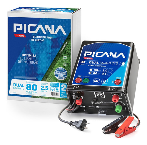 Electrificador-boyero Picana® Dual C/batería 80km/12-220v
