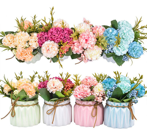 Plantas De Flores Artificiales Mini Hortensias En Maceta Jue Color