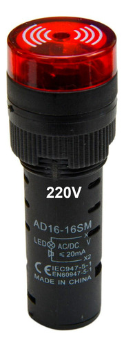 Led Luz Piloto 16mm Intermitente Buzzer Ad16-16sm 220v