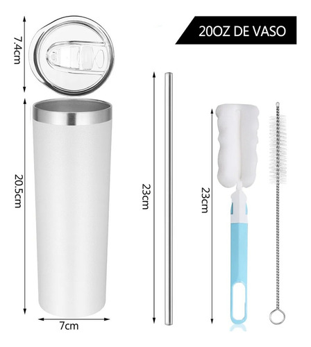 M Vaso Skinny 20oz 600ml Termo De Acero Inoxidable Frió
