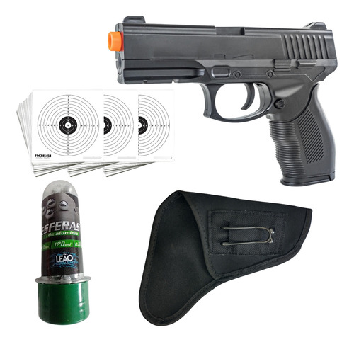 Pistola De Airsoft 24/7 Rossi 120 Esferas 10 Alvos E Coldre