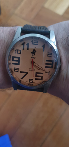 Reloj Wellington Polo Club De Hombre - Malla De Silicona Negro Plateado Naranja