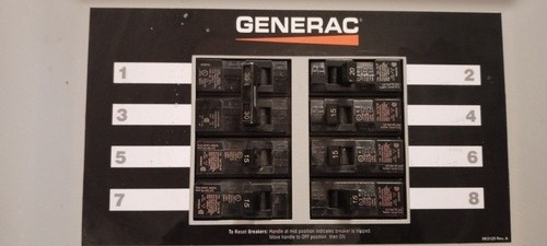 Tablero Generac Para Generador Poder Pact 7.5kw 8 Circuitos.