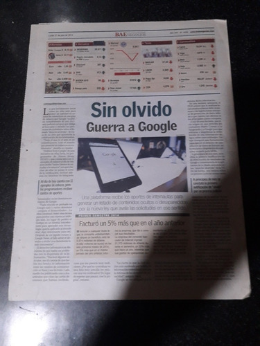 Tapa Diario Bae Negocios 21 7 2014 Fondos Buitre Deuda (Usado)