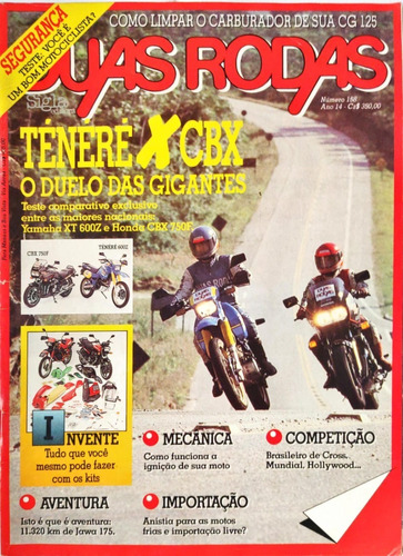 Revista Duas Rodas Nº 158 Ano 14 (1988) Teneré600 X Cbx750f 