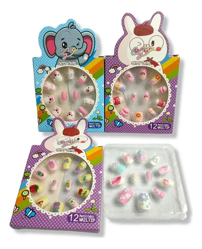 Uñas 24 Unidades- Postizas Para Nenas Estampadas Pack X2 Surtido Estampada