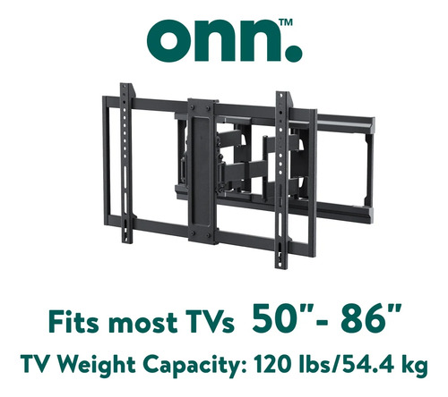 Onn. Ultra-slim Full Motion Tv Wall Mount For 50 To 86 Tvs Negro