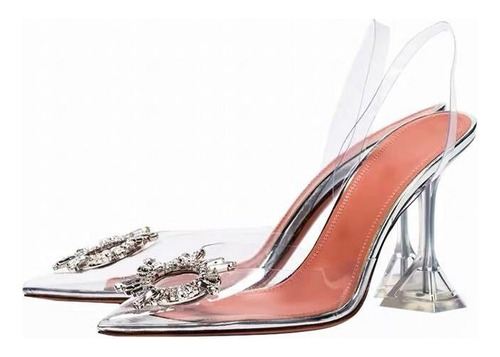 Zapatos De Tacón De Mujer Baotou Transparentes Con Cristales