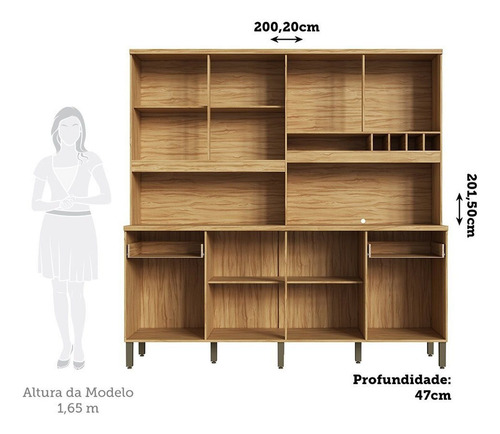 Cozinha Compacta Com 8 Portas 2 Gavetas E Mini Adega