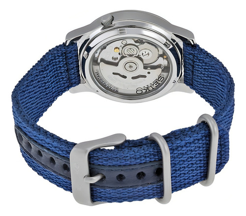 Relógio Seiko 5 Militar Automático Blue Snk807 Azul Cor do bisel Prateado Cor do fundo Transparente