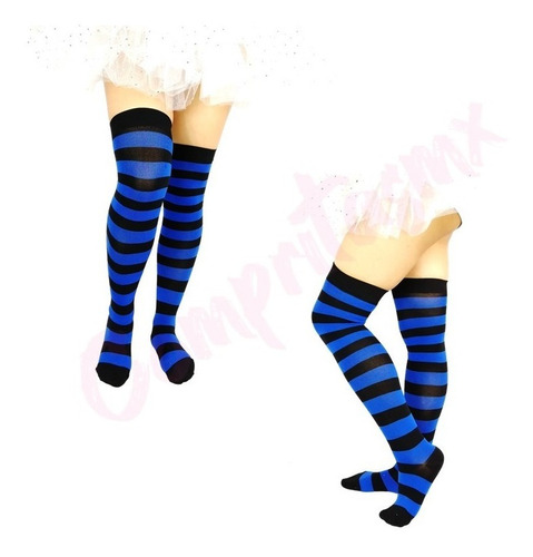 Imagen 10 de 10 de Media Calceta Over Knee Lolita Halloween Blanco/negro Colore