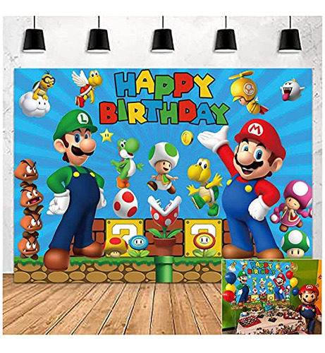 Telón Decoración Cumpleaños Super Mario 150x90cm