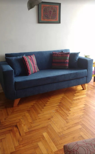 Sillon Curvo +2decos De Regalo, Chenille,patas De Madera