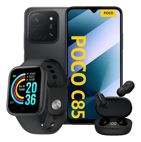 Smartphone Xiaomi Poco C85 256GB 2 Chip com Brindes Preto