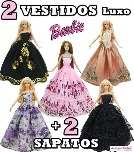 Roupa Vestido P/ Boneca Barbie + 2 Sapatos * Lindos Modelos