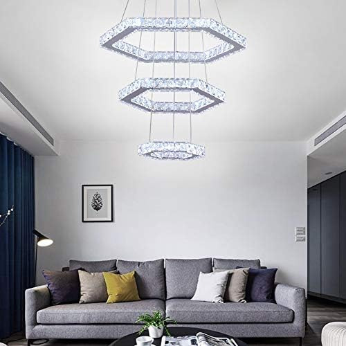 Cainjiazh Candelabros De Cristal Modernos 3 Anillos Led Tech
