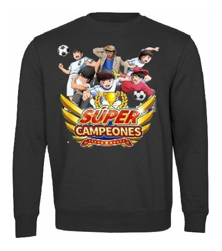 Polerón Negro Hombre Padre Estampado Super Campeones