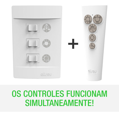 Ventilador de techo Aliseu Wave Plus, potente marco de control remoto con aplicación, color blanco, 220 V