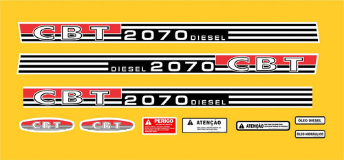 Kit Etiquetas Adesivo Compatível Trator Cbt 2070 Diesel