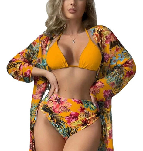 2023 Mujer Verano Kimono Beach Outing Set + Bikini